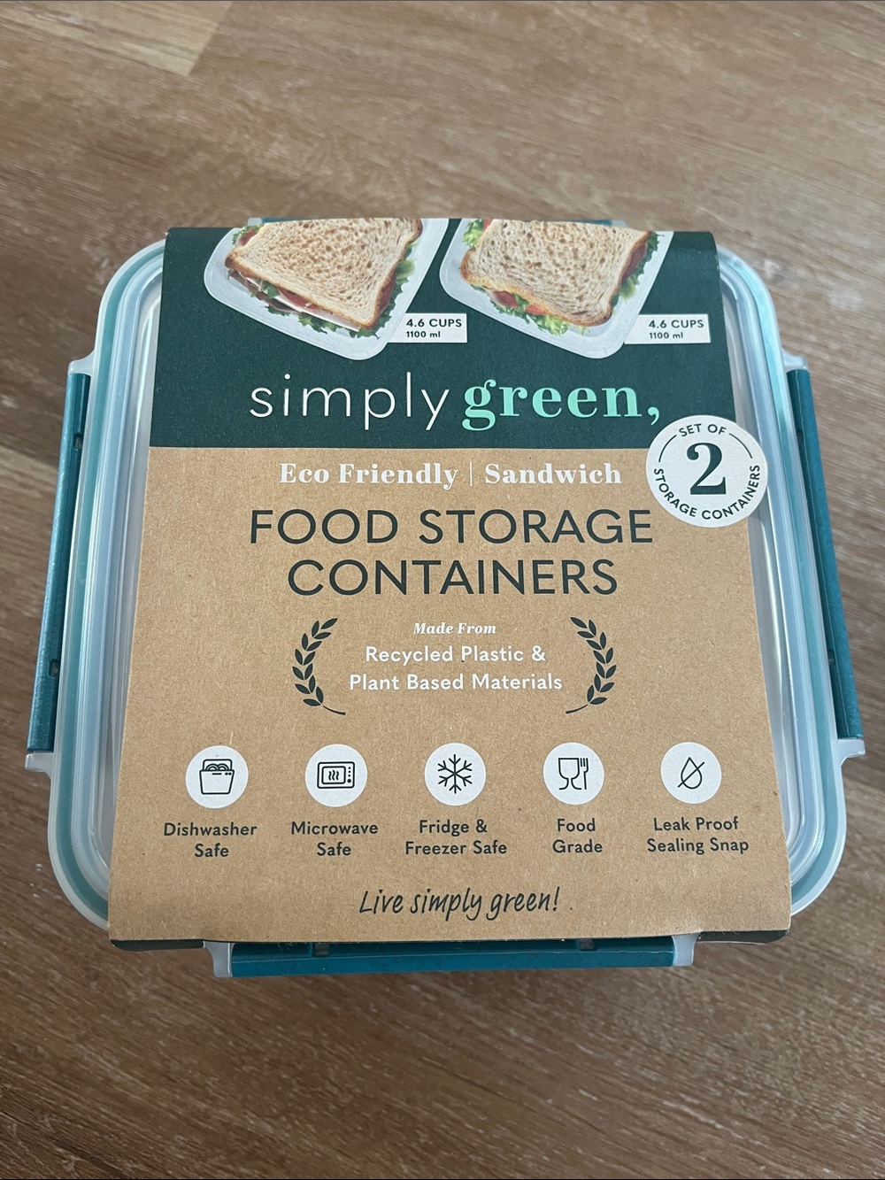 NWT Simply Green Food Storage Containers (Set of 2)